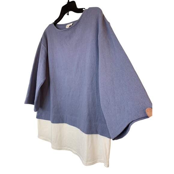 PureJill Bluebell Tunic Top Layered Look 3/4 Sleeves Cotton Blend S NWT 10000 - Picture 9 of 11